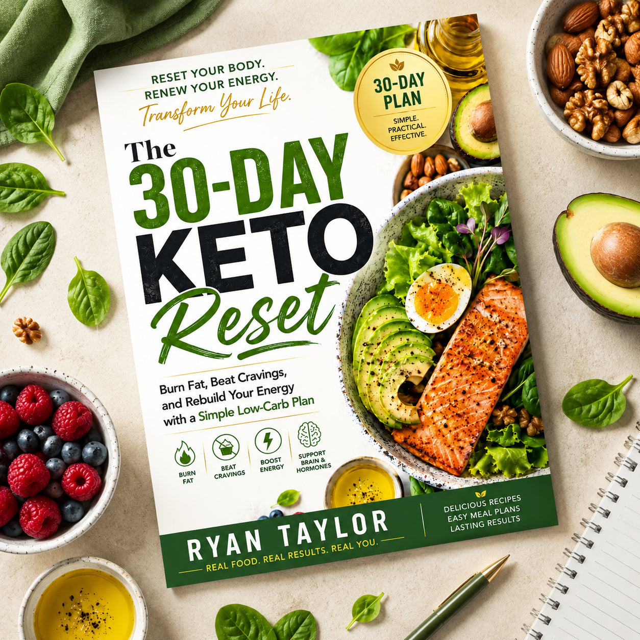 The 30-Day Keto Reset: Burn Fat, Beat Cravings, and Rebuild Your Energy with a Simple Low-Carb Plan