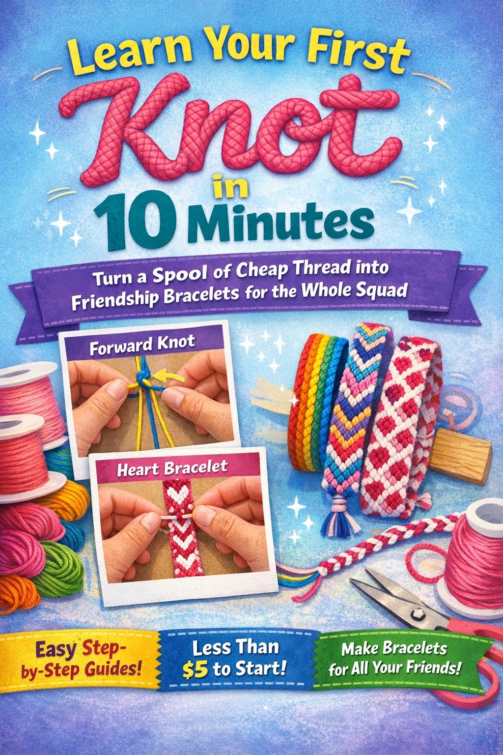 Learn Your First Knot in 10 Minutes Turn a Spool of Cheap Thread into Friendship Bracelets for the Whole Squad